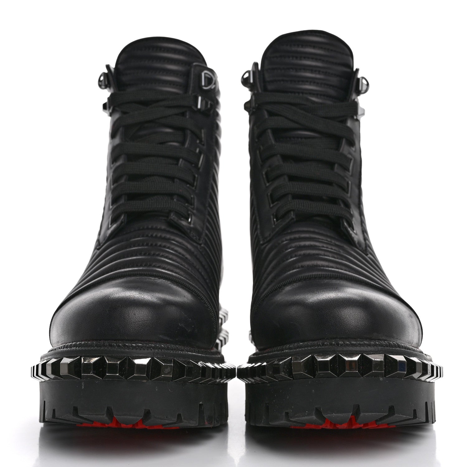 Christian Louboutin Calfskin Quilted Yetota Combat Boots 38.5 Black 3 of 8