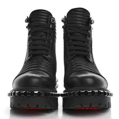Christian Louboutin Calfskin Quilted Yetota Combat Boots 38.5 Black 3 of 8