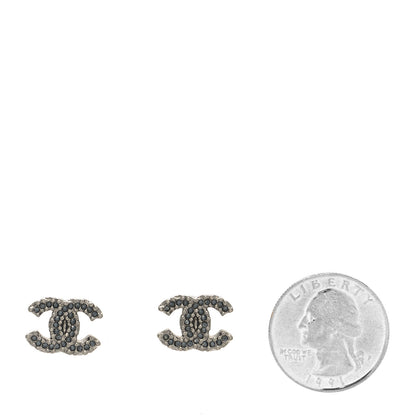 Chanel Crystal CC Earrings Black 2 of 5