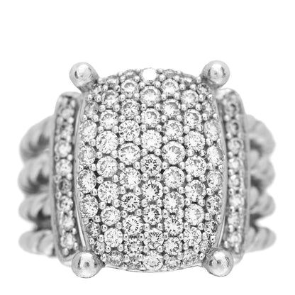 David Yurman Sterling Silver Diamond 16mm Wheaton Ring 51 5.75 1 of 6