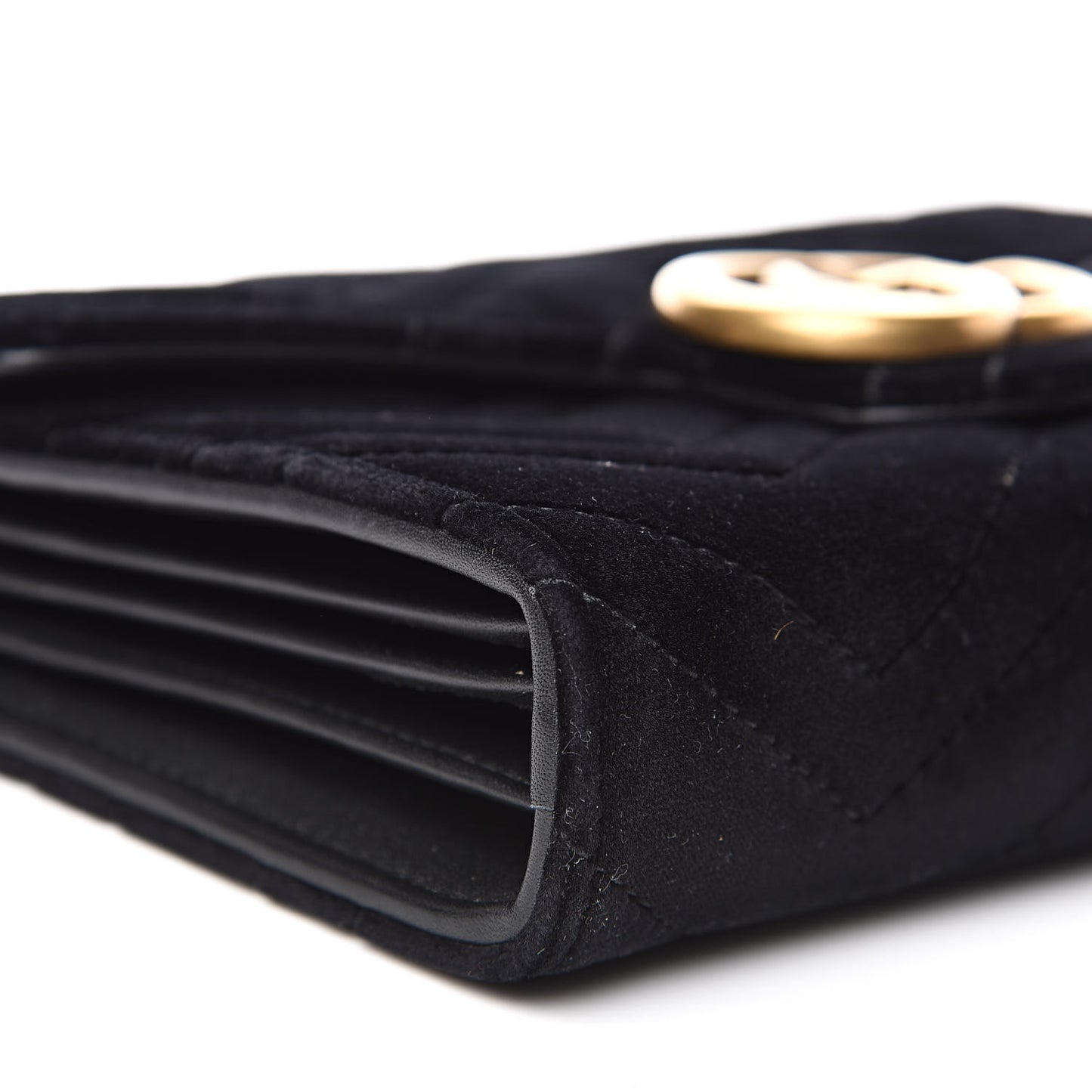 Velvet Matelasse GG Marmont Chain Wallet Black