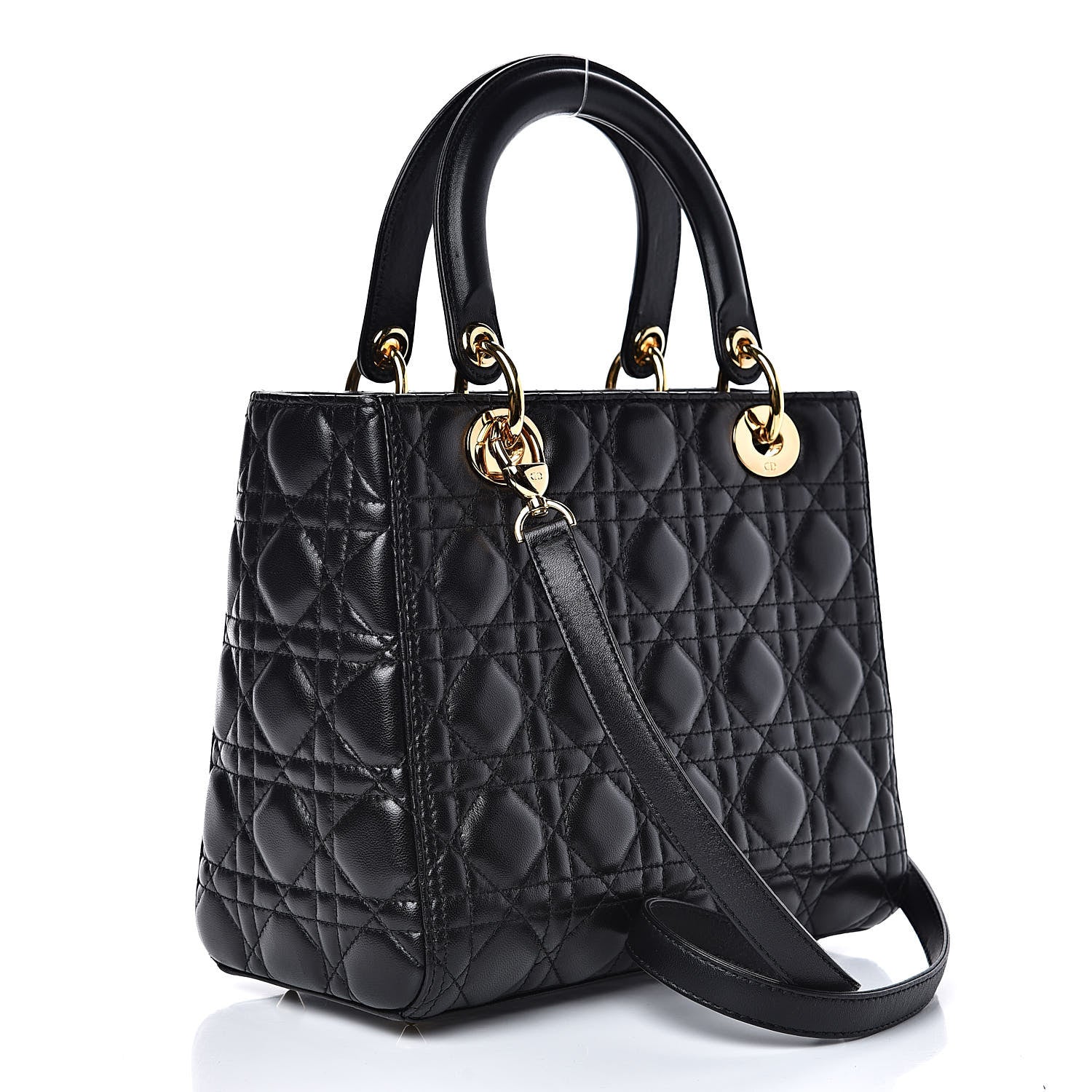 Christian Dior Lambskin Cannage Medium Lady Dior Black 3 of 12