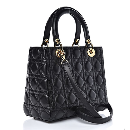 Christian Dior Lambskin Cannage Medium Lady Dior Black 3 of 12