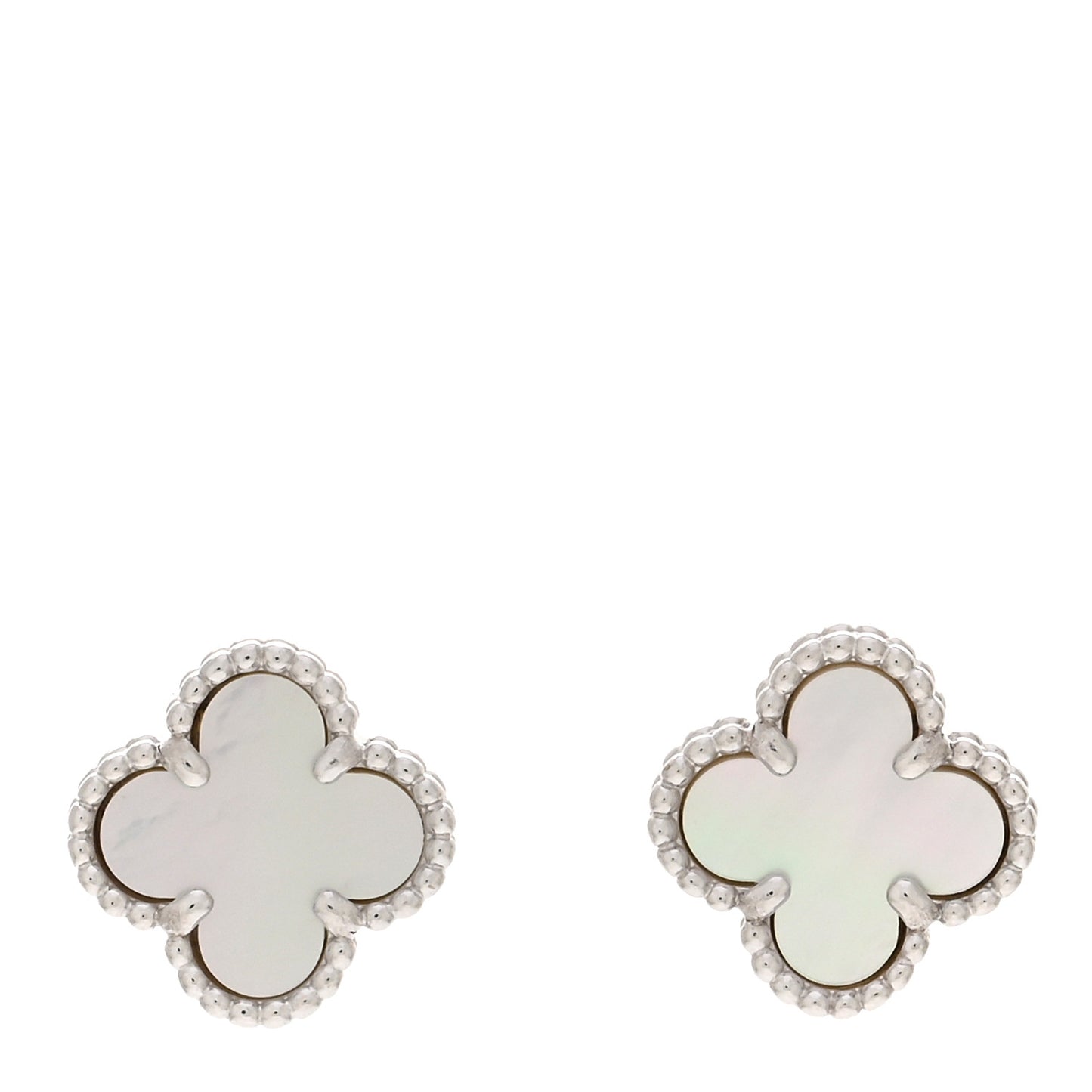 18K White Gold Mother of Pearl Sweet Alhambra Earrings