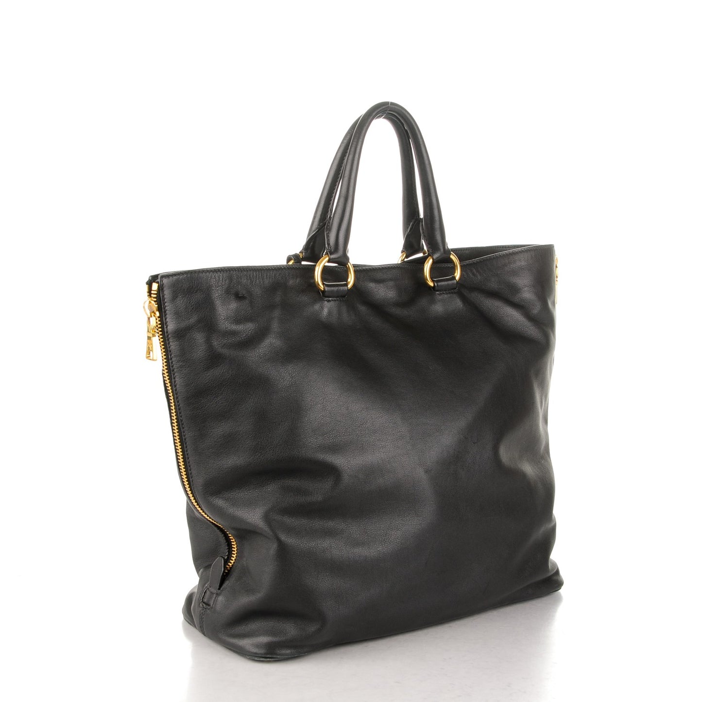 Soft Calf Shopping Tote Nero Black