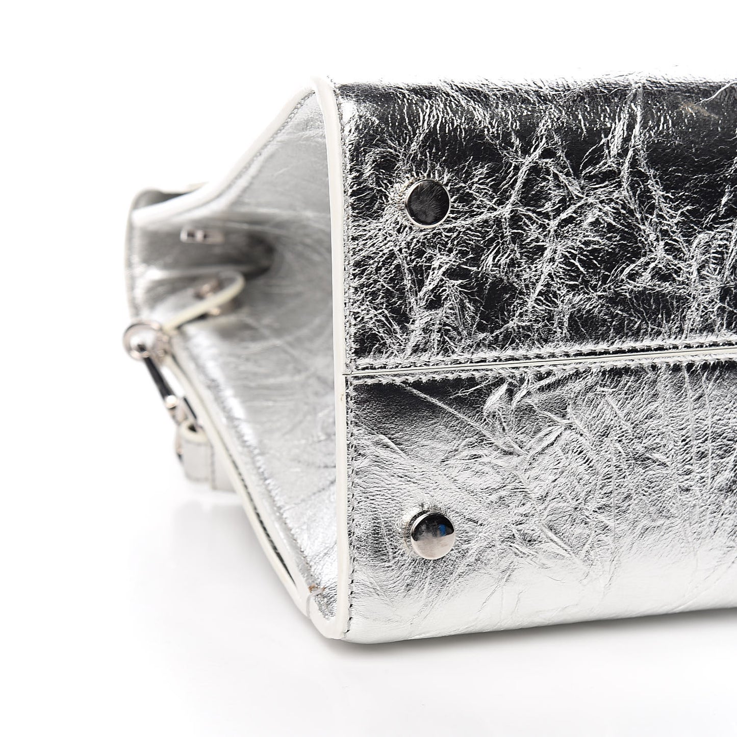 Metallic Calfskin Medium Diorever Flap Silver