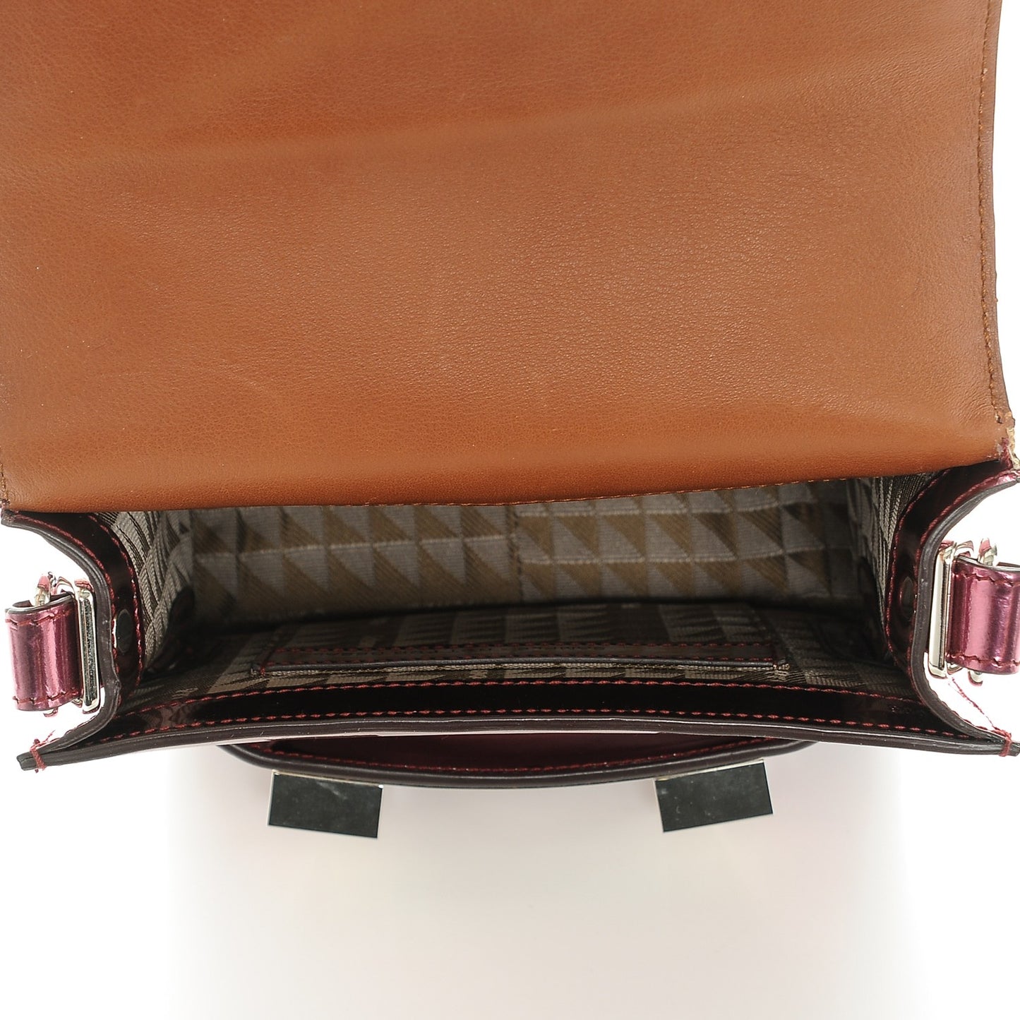 Metallic Patent Tiny PS11 Shoulder Bag Bordeaux Pink