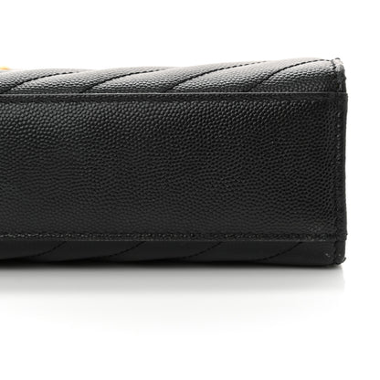 Saint Laurent Grain De Poudre Matelasse Chevron Large Monogram Satchel Black 14 of 16