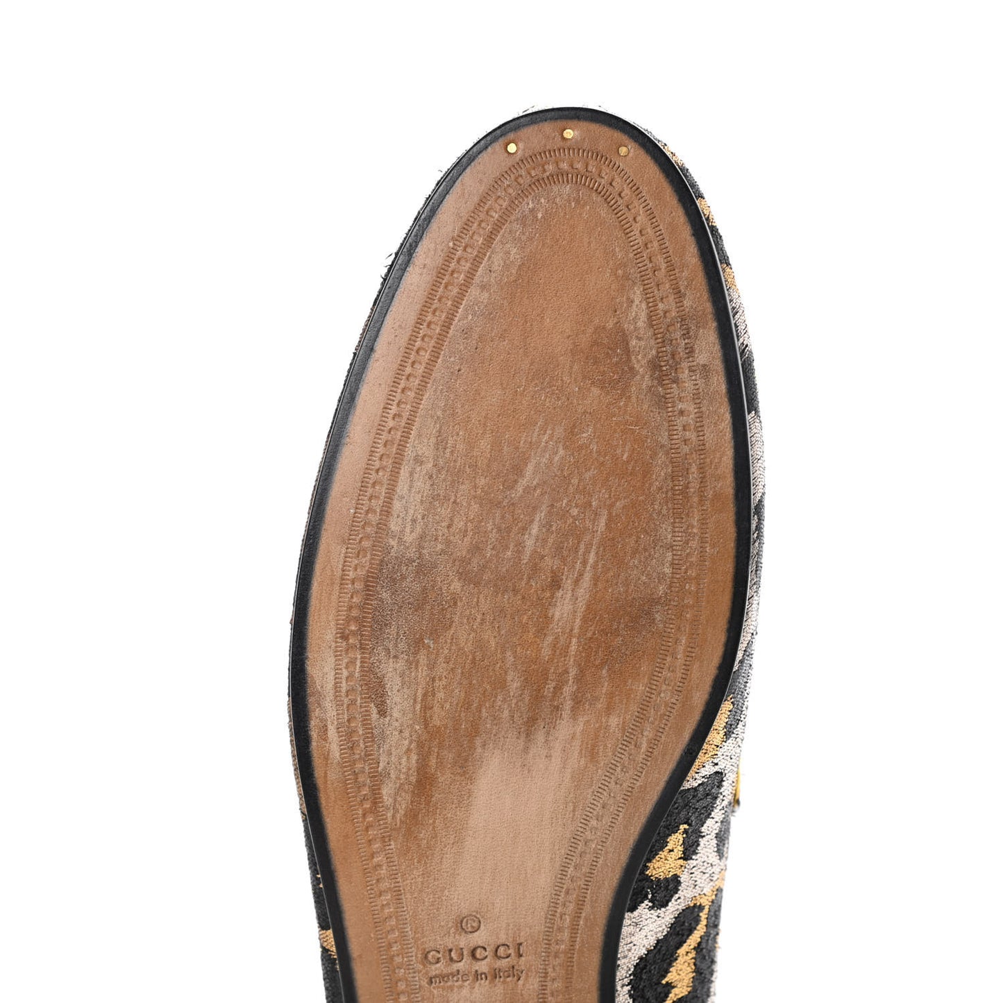 Jacquard Leopard Print Horsebit Womens Jordaan Loafers 39 Gold