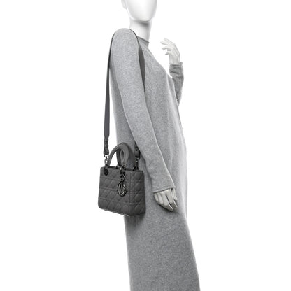 Christian Dior Lambskin Cannage Small My ABCDior Lady Dior Grey 2 of 10