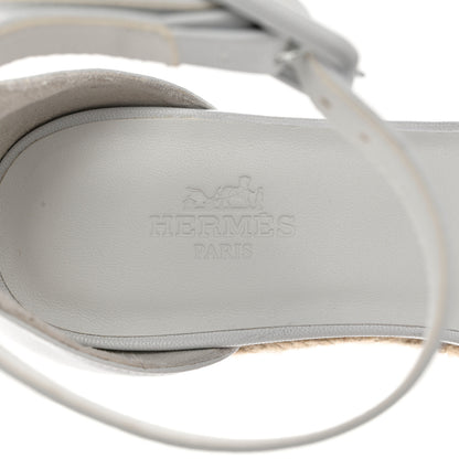 Hermes Goatskin Elda Espadrille Wedge Sandals 35 White 8 of 9