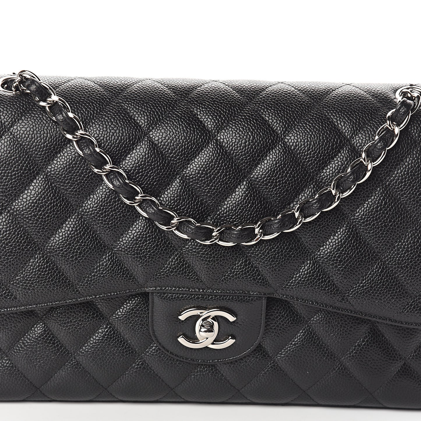 Caviar Quilted Jumbo Double Flap Black