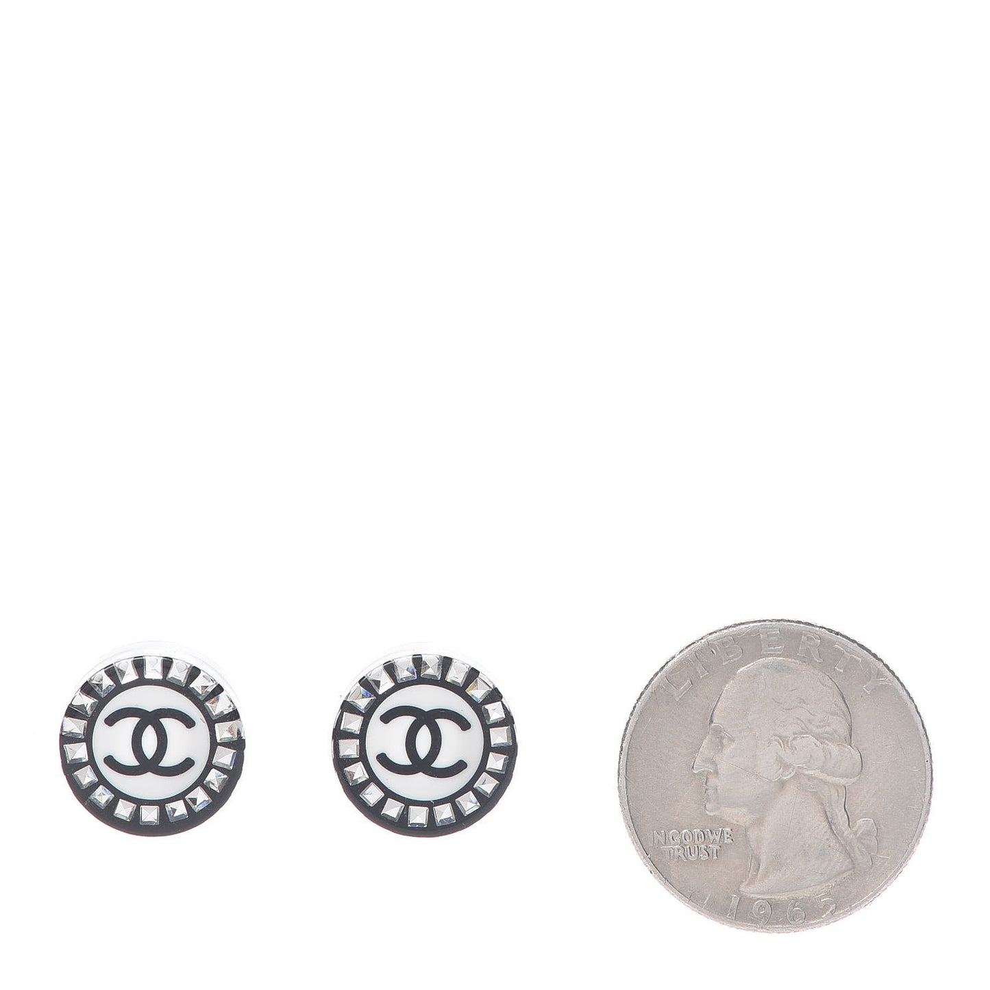 Resin Crystal CC Stud Earrings Black