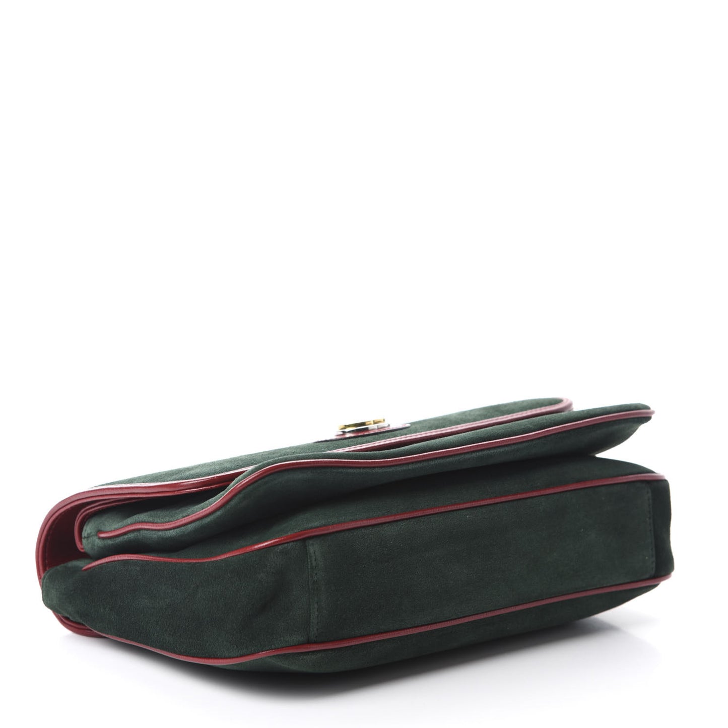 Suede Azalea Calfskin Small Marina Chain Shoulder Bag Green Red