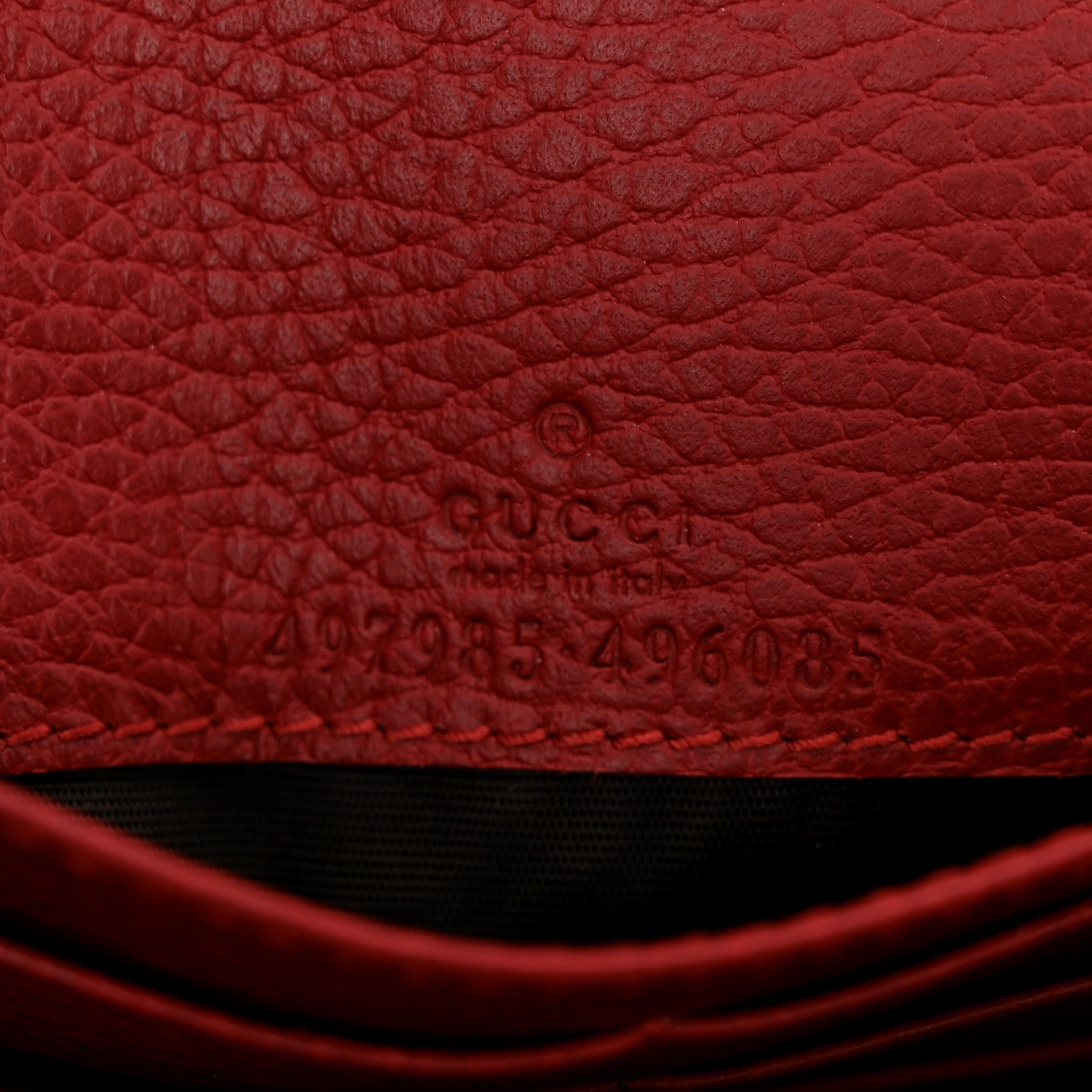 Gucci Dollar Calfskin Mini GG Marmont Chain Wallet Hibiscus Red 6 of 9