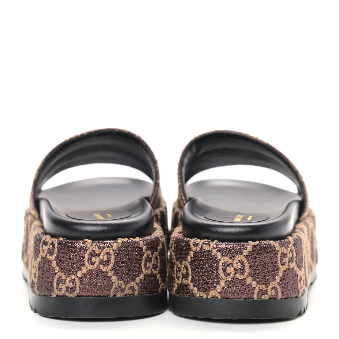 Lame GG Monogram Angelina Platform 55mm Slide Sandals 37 Brown Beige