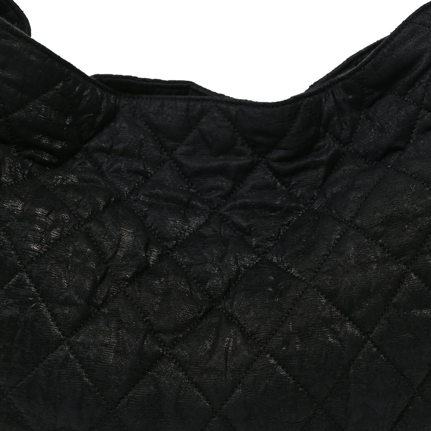 Crinkled Coated Canvas Le Marais Hobo Black