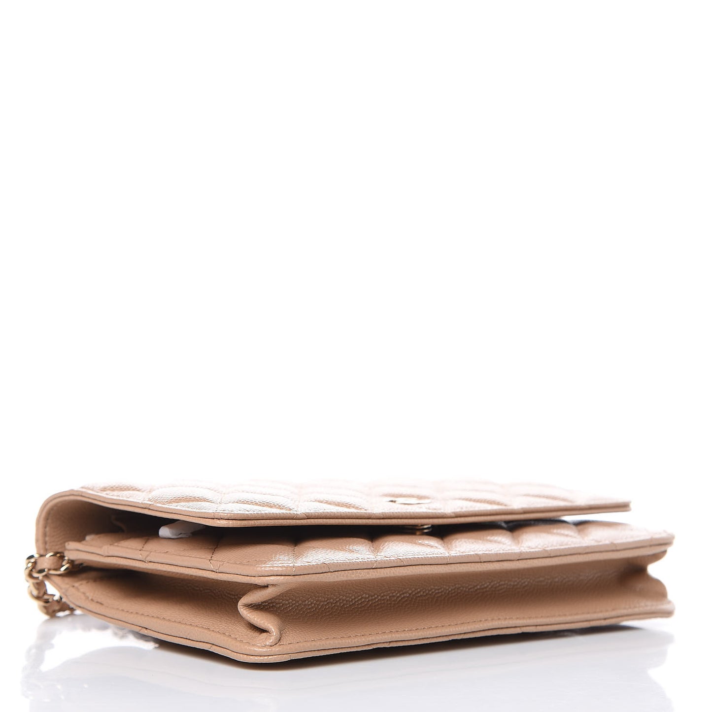 Caviar Quilted Wallet On Chain WOC Beige