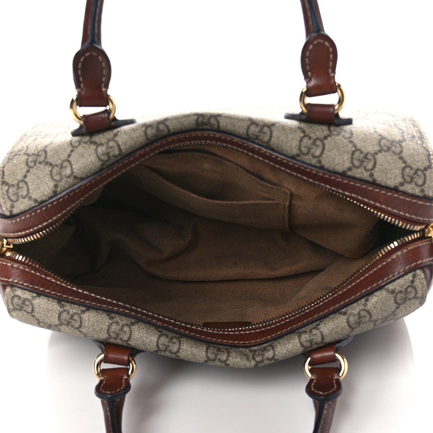GG Supreme Monogram Cuoio Toscano Small Boston Beige Ebony Cuir