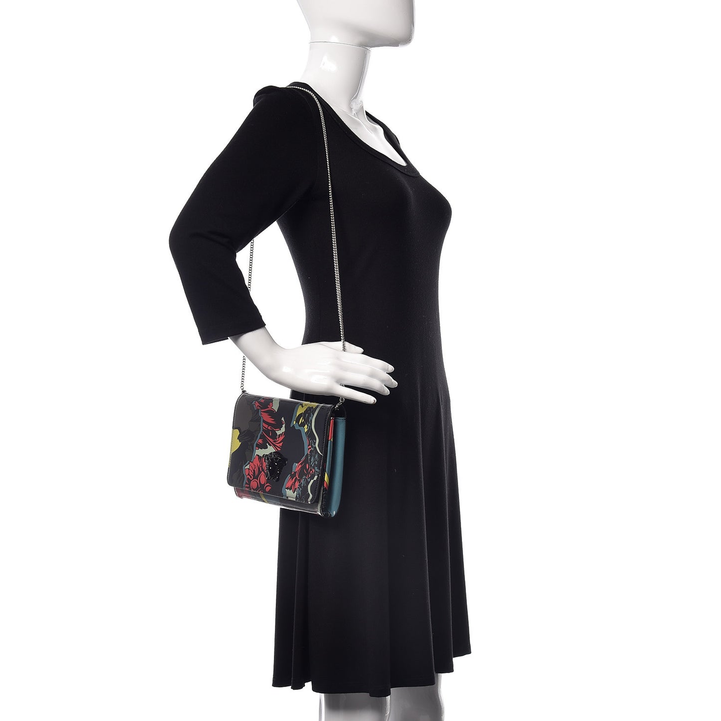 Patent Palazzo Medusa Chain Evening Bag Multicolor