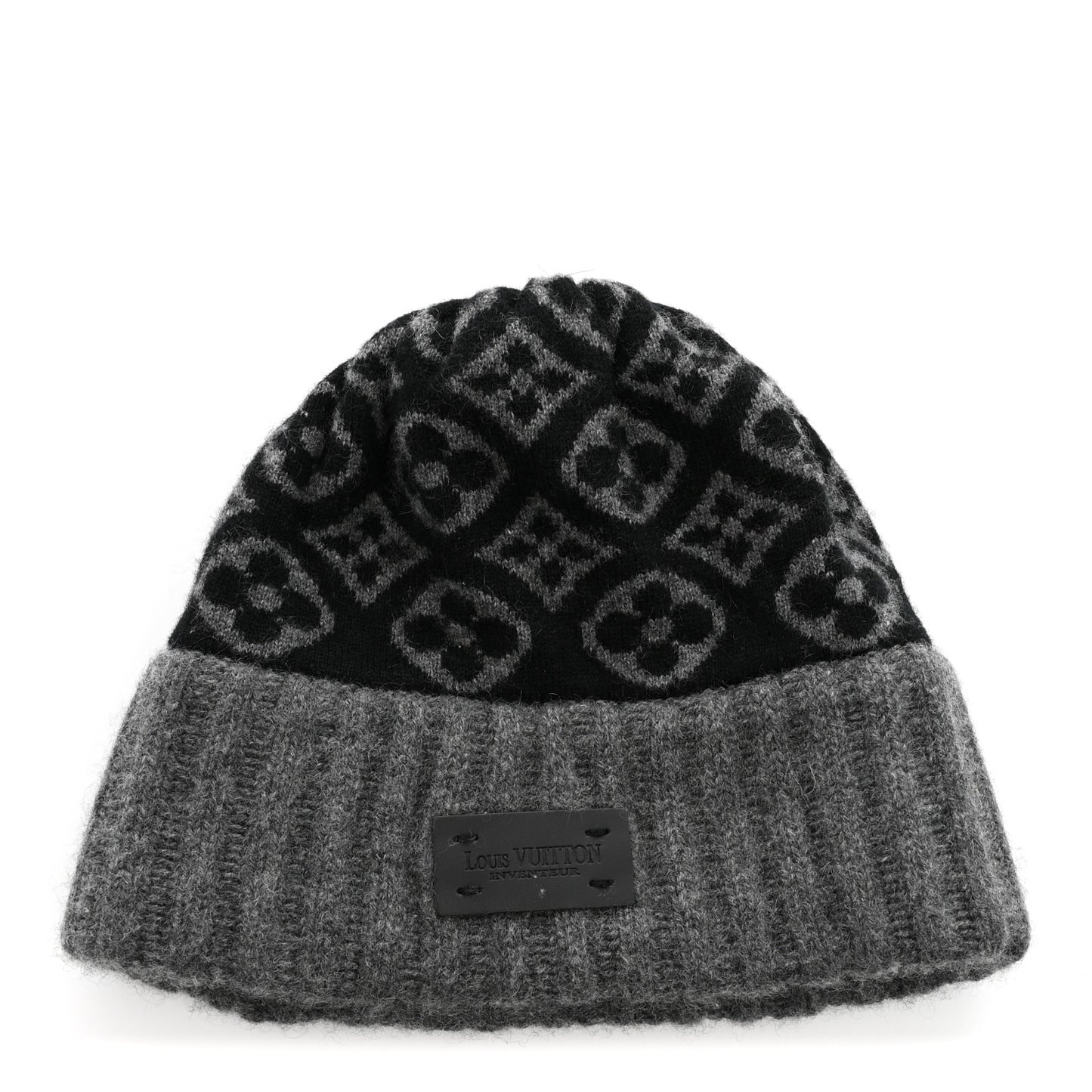 Cashmere Monogram Inventeur Beanie Grey Black