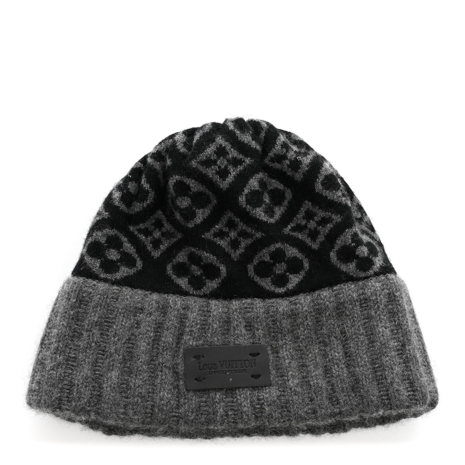 Louis Vuitton Cashmere Monogram Inventeur Beanie Grey Black 1 of 5