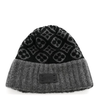 Louis Vuitton Cashmere Monogram Inventeur Beanie Grey Black 1 of 5