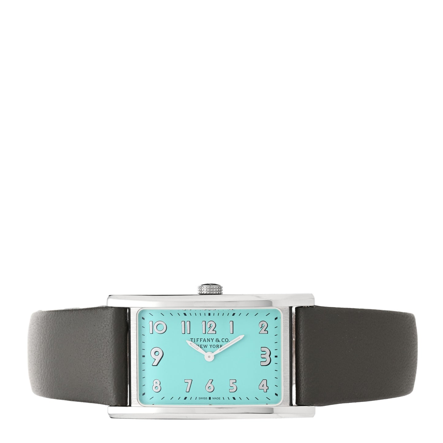 Stainless Steel Calfskin 22mm East West Quartz Watch Tiffany Blue