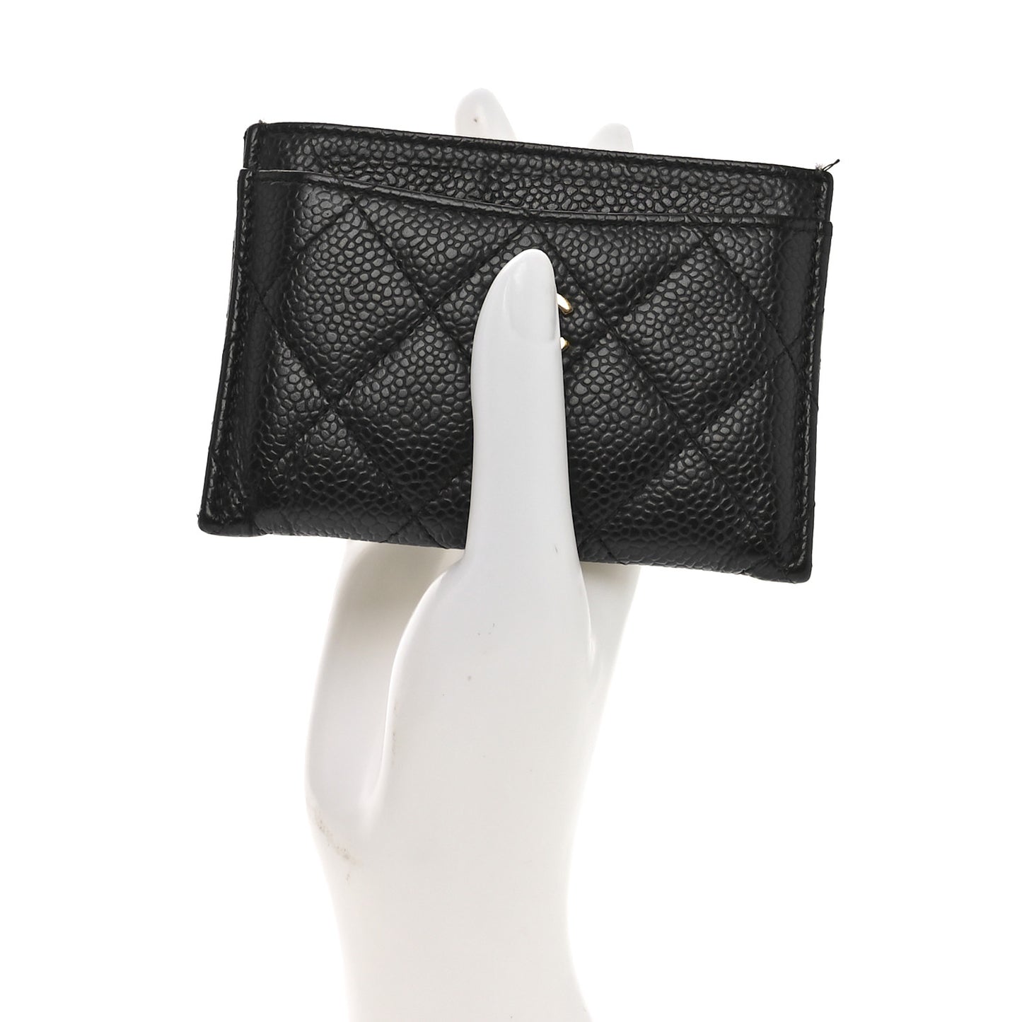 Caviar Quilted Card Holder Black