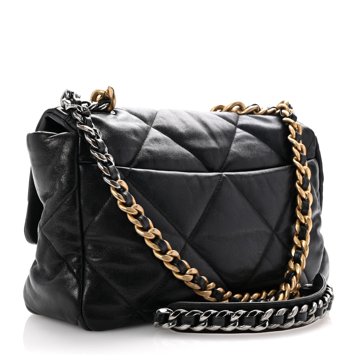Chanel Shiny Goatskin Quilted Large Chanel 19 Flap Black 3 of 10