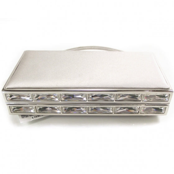 Crystal Trim Satin Evening Bag Clutch