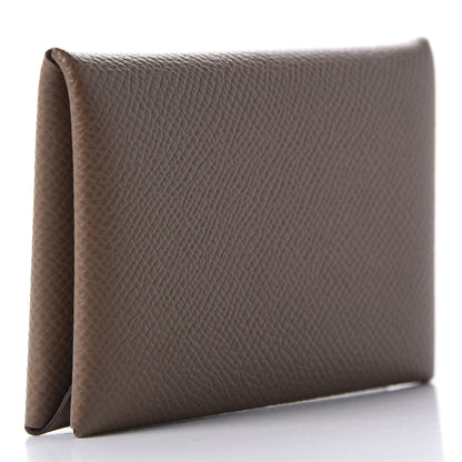 Hermes Epsom Calvi Card Case Etoupe 3 of 13