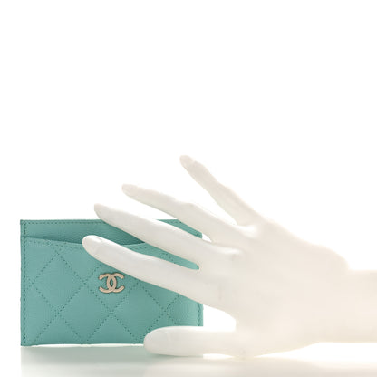 Chanel Caviar Quilted Card Holder Light Blue 2 of 10