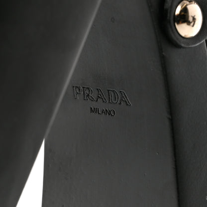 Prada Calfskin Platform Slingback Sandals 37 Black 7 of 12