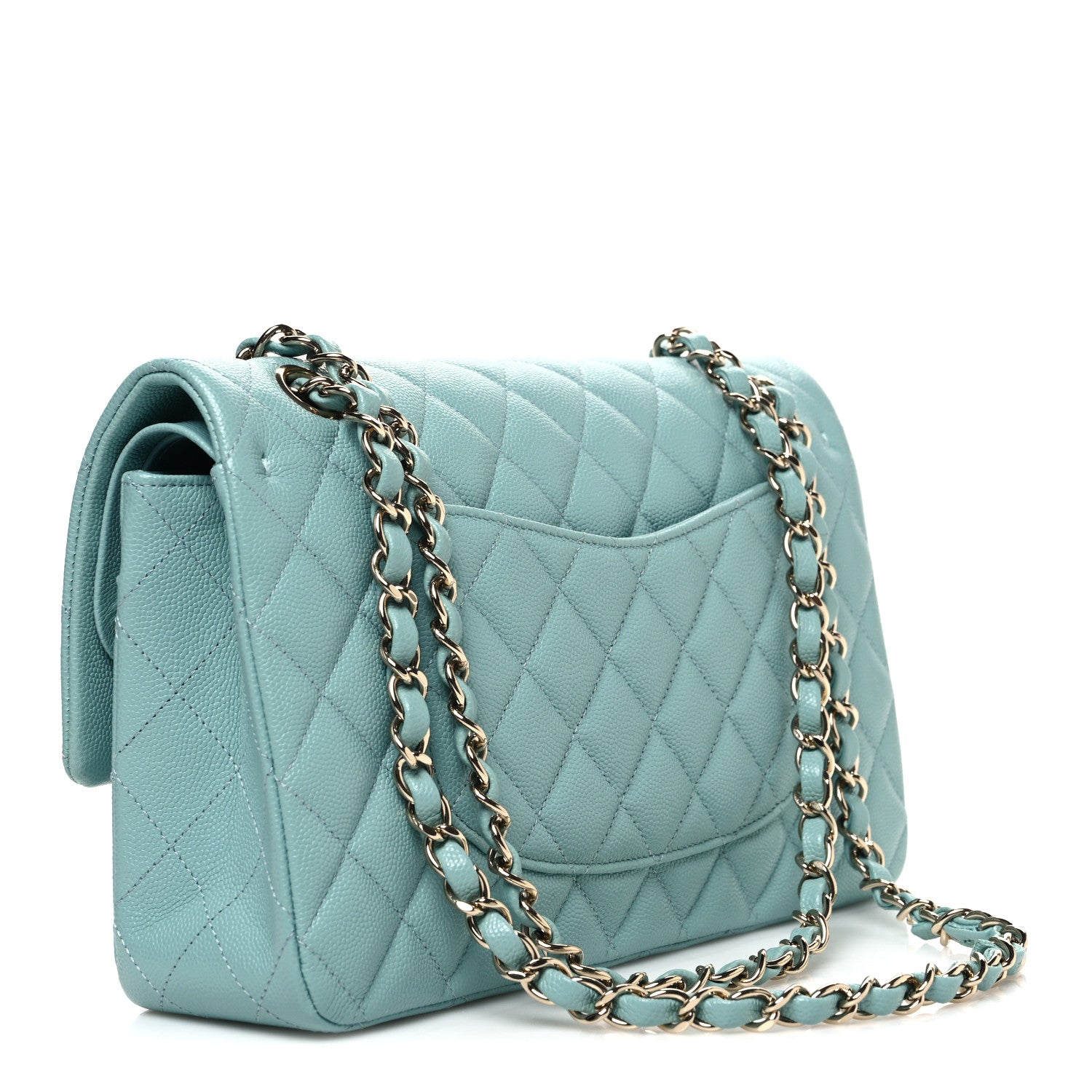 Chanel Caviar Quilted Medium Double Flap Light Blue 3 of 11