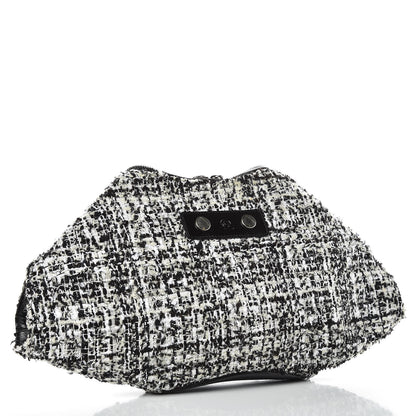 Alexander McQueen Tweed Calfskin Manta Clutch Black White 3 of 9
