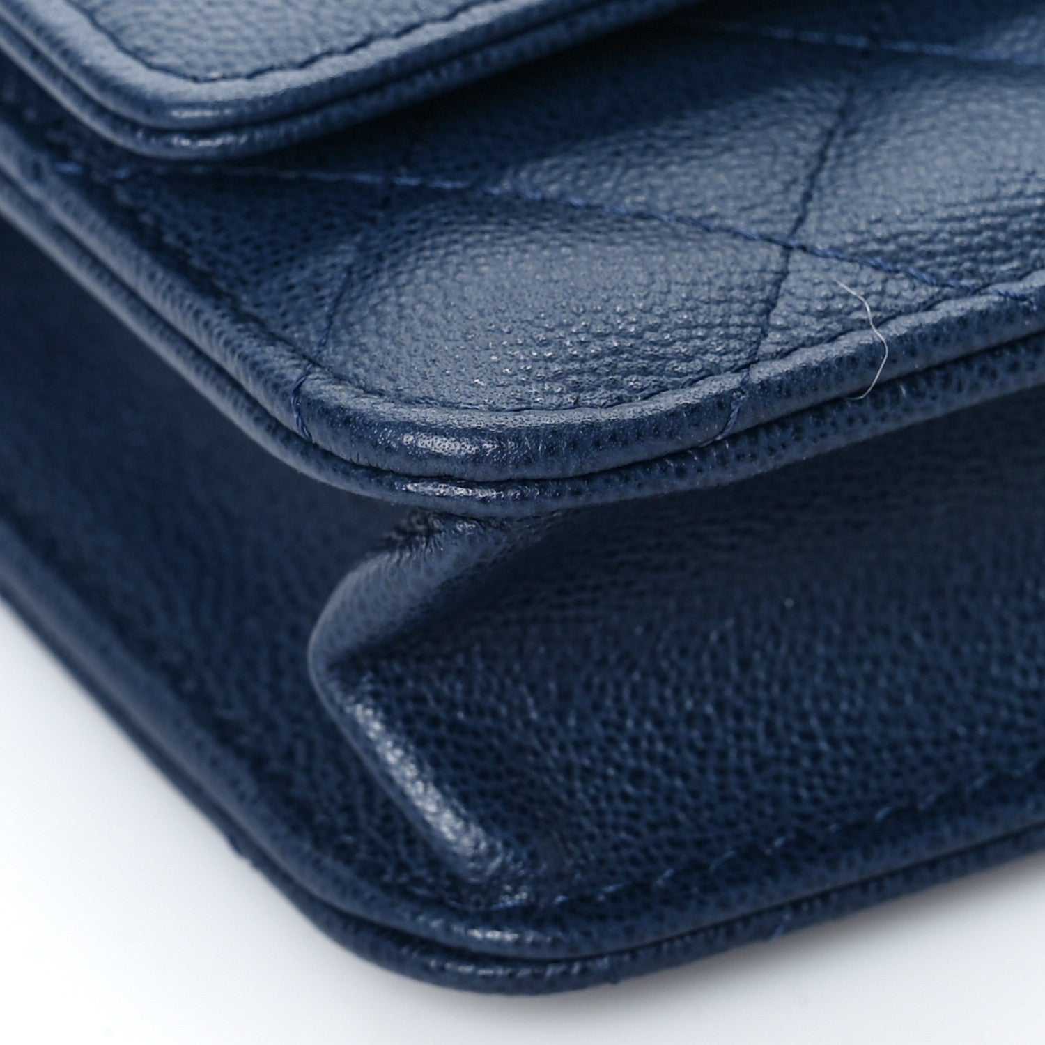Chanel Grained Calfskin Quilted CC Box Wallet On Chain WOC Navy 9 of 11