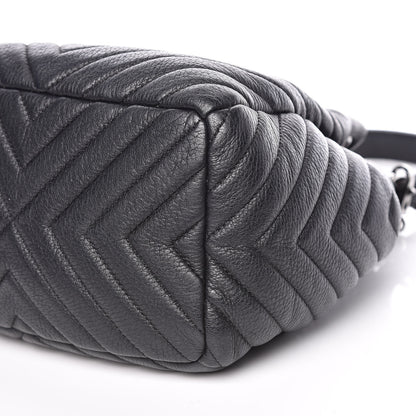 Chanel Deerskin Chevron Small CC Chain Bucket Drawstring Bag Black 9 of 9