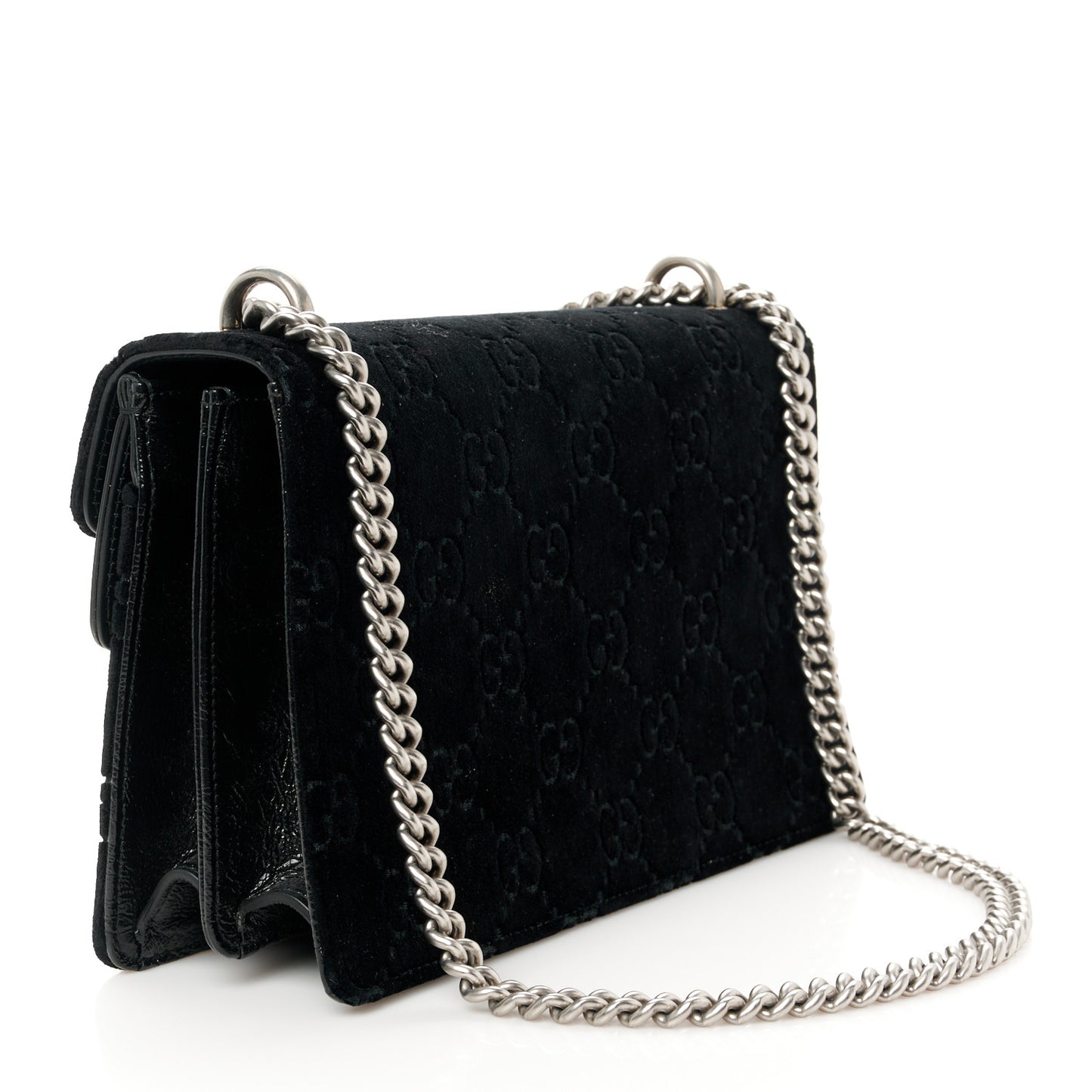 Velvet GG Monogram Small Dionysus Shoulder Bag Black