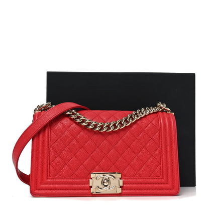 Chanel Caviar Quilted Medium Boy Flap Red 11 of 11
