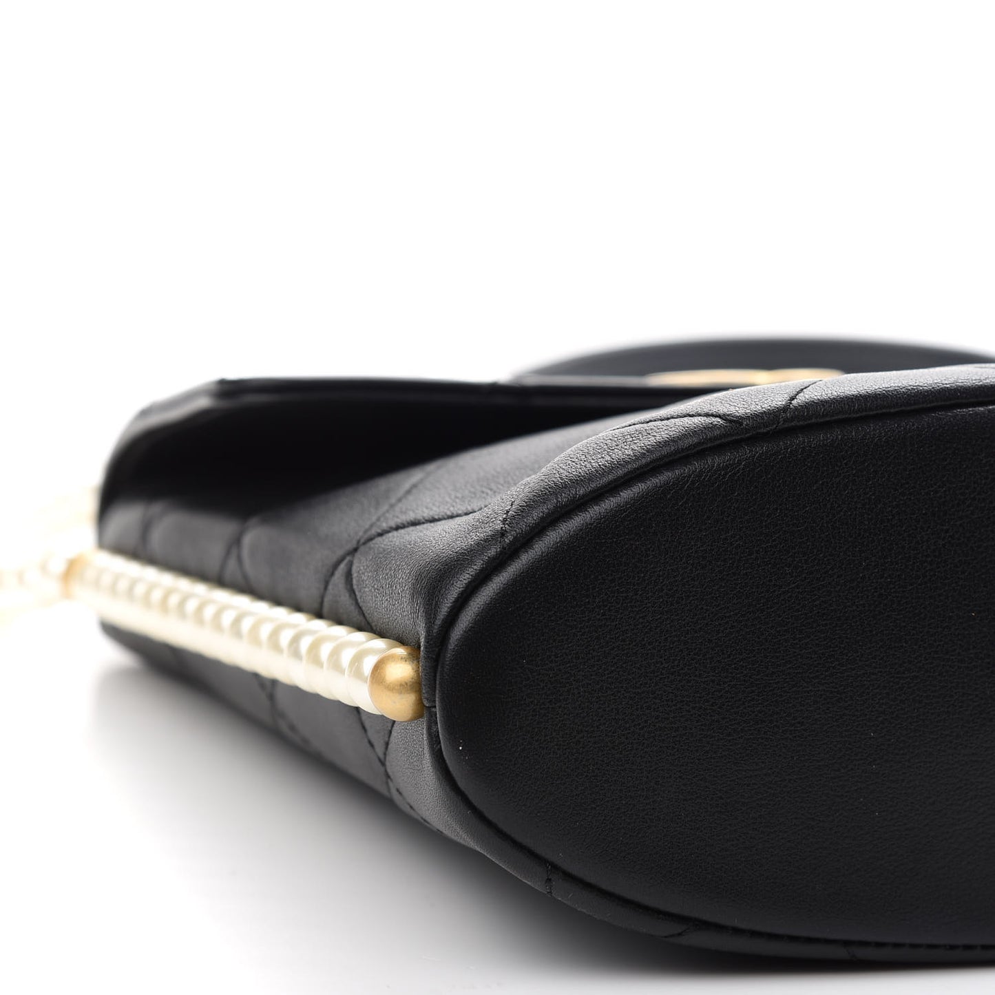 Calfskin Quilted Pearl Small About Pearls Hobo Bag Black