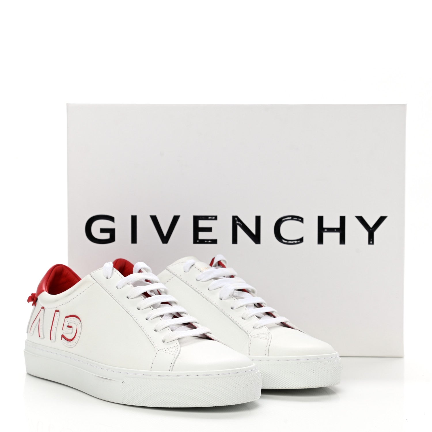 Givenchy Calfskin Reverse Logo Urban Street Sneakers 37.5 White Red 9 of 9