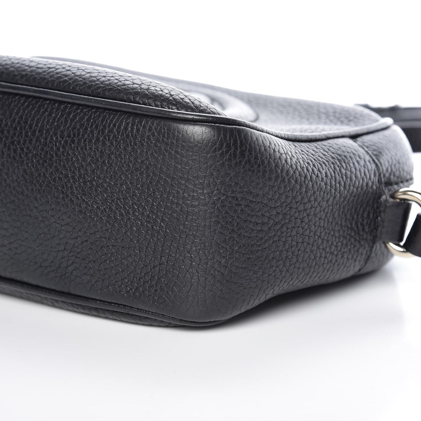 Pebbled Calfskin Small Soho Disco Bag Black