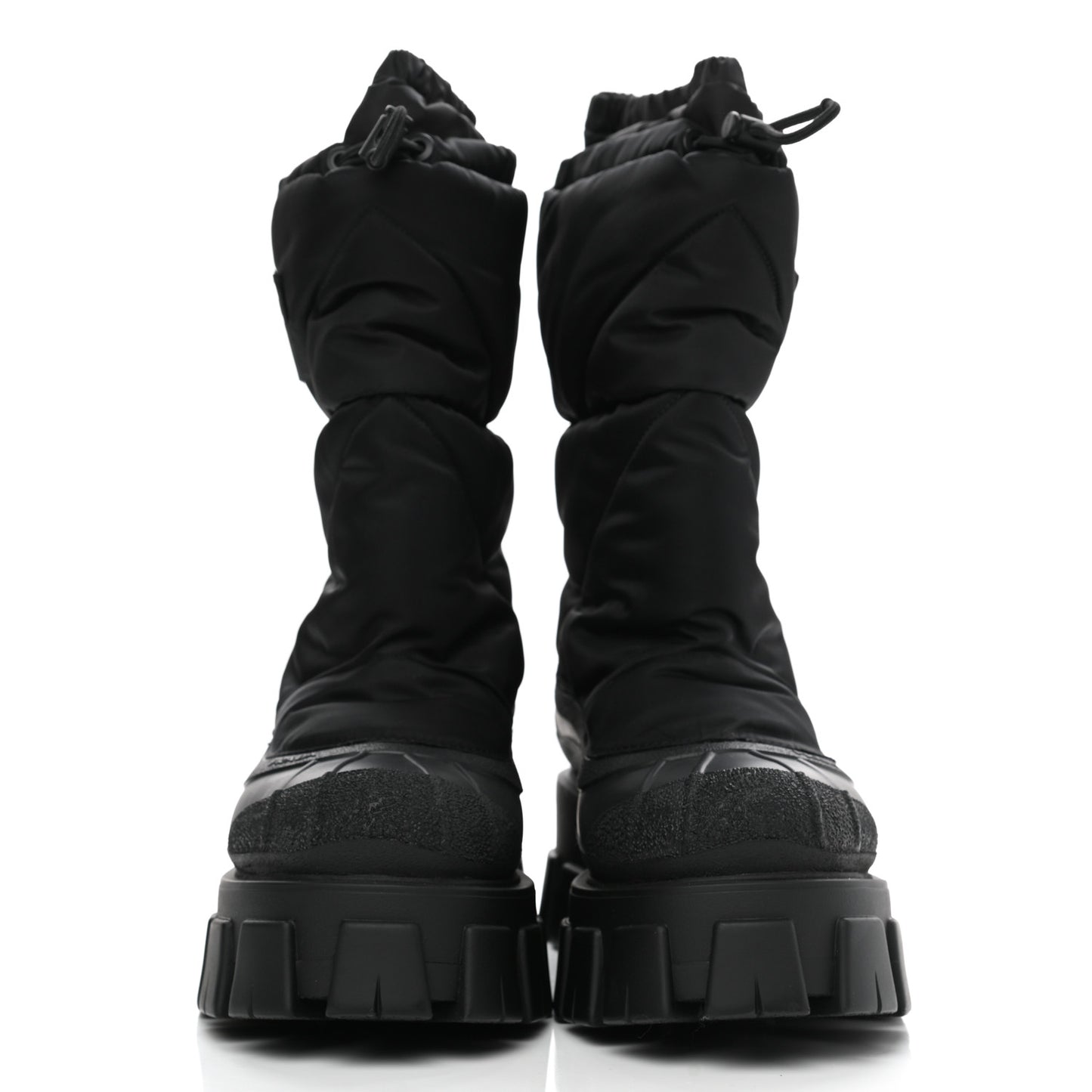 Re-Nylon Gabardine Rubber Triangle Logo Padded Monolith Drawcord 55mm Snow Boots 39.5 Black