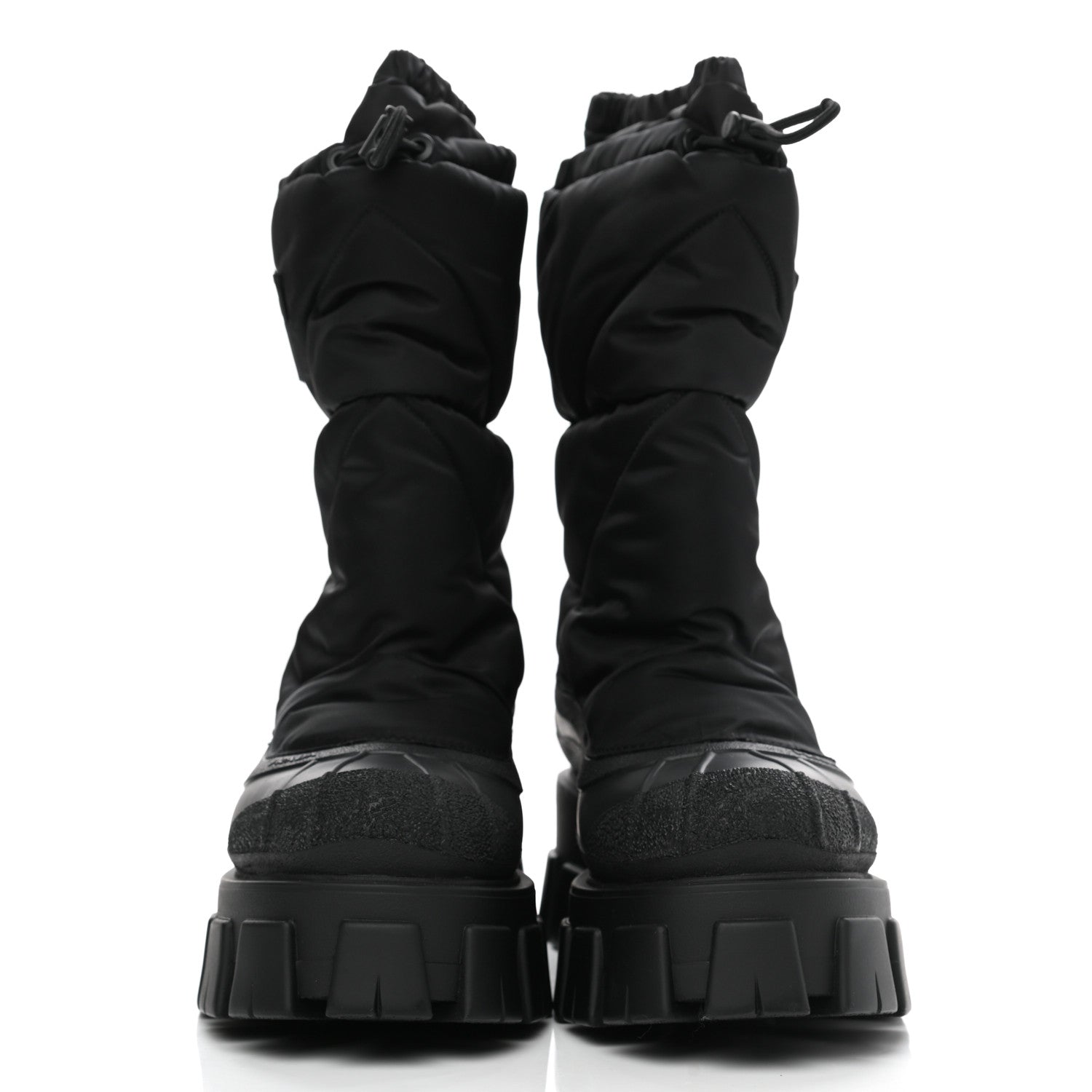 Prada Re-Nylon Gabardine Rubber Triangle Logo Padded Monolith Drawcord 55mm Snow Boots 39.5 Black 2 of 7