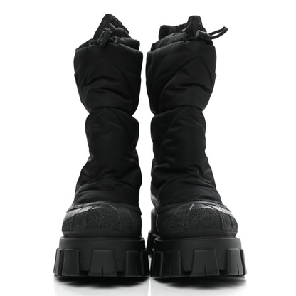 Prada Re-Nylon Gabardine Rubber Triangle Logo Padded Monolith Drawcord 55mm Snow Boots 39.5 Black 2 of 7