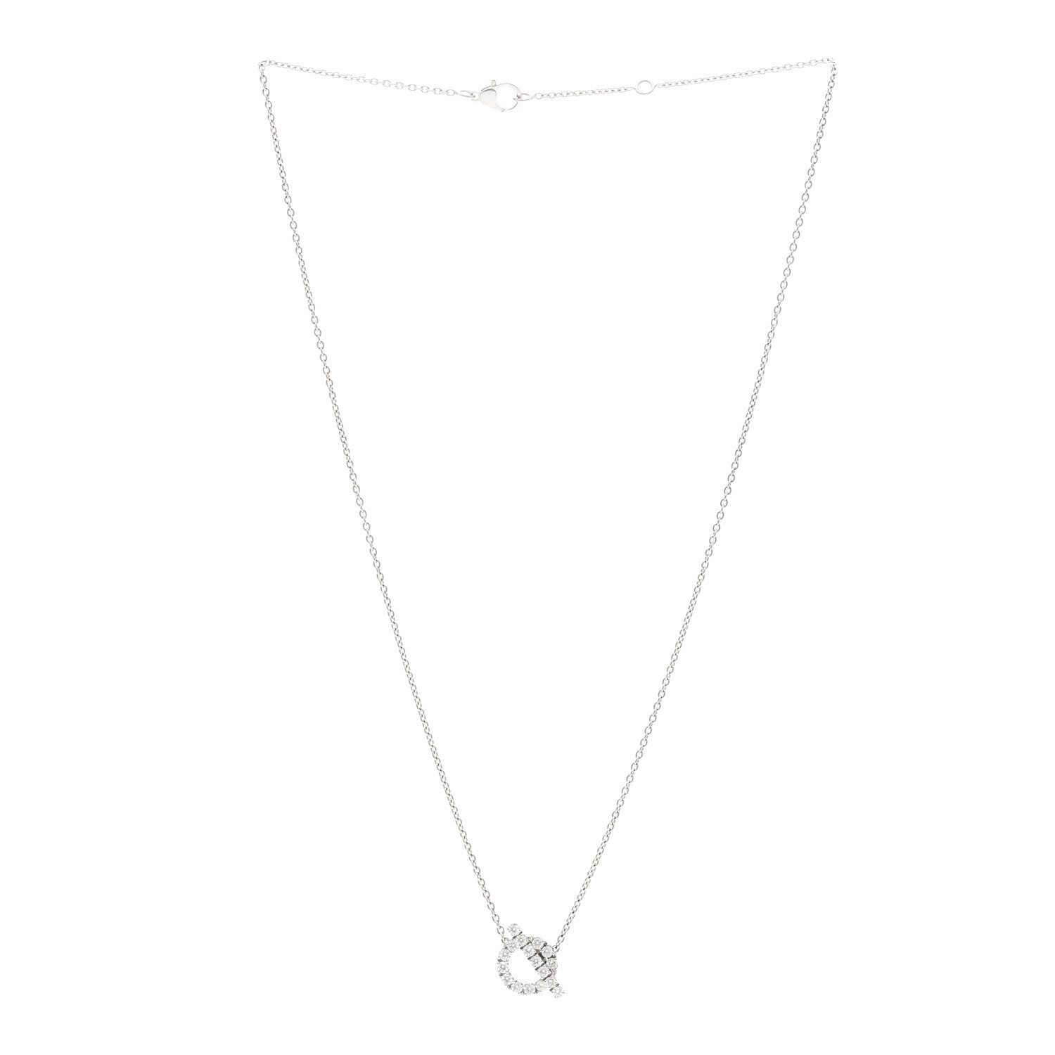 Hermes 18K White Gold Diamond Finesse Pendant Necklace 3 of 6
