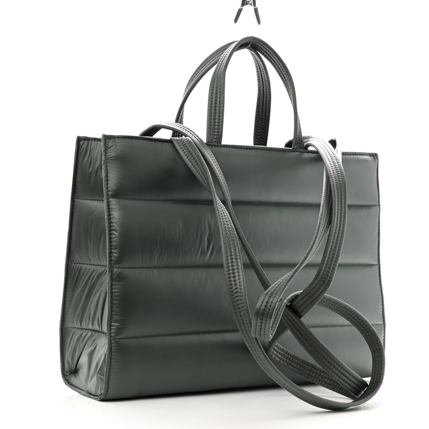 Nylon Medium Puff Shopping Bag Green