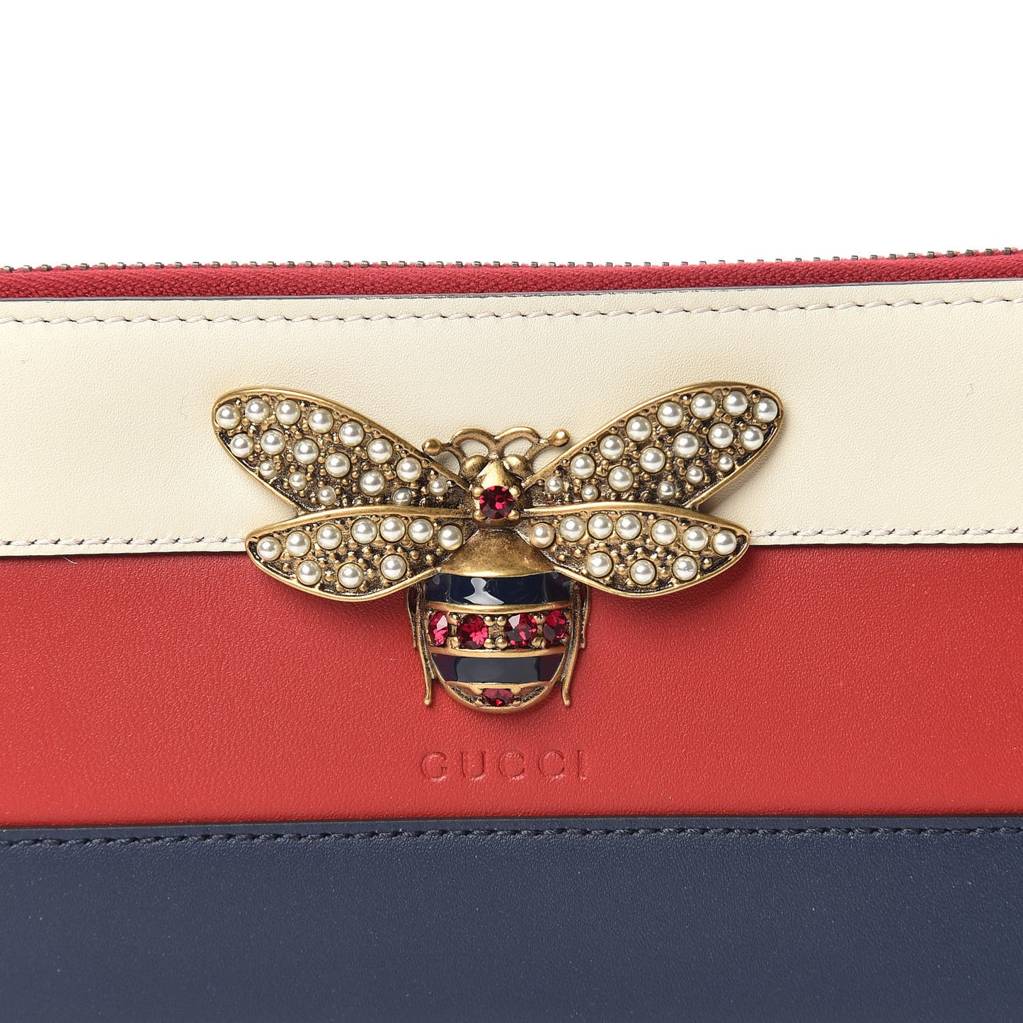 Calfskin Queen Margaret Zip Around Wallet Blue Agata Hibiscus Red Mystic White
