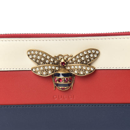 Gucci Calfskin Queen Margaret Zip Around Wallet Blue Agata Hibiscus Red Mystic White 7 of 10